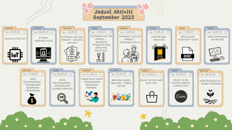 jadual aktiviti september 2023